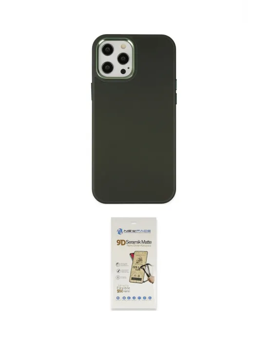 ieg™ iPhone 12 Pro Max Kılıf Çekirdek Çizgi - Siyah Mat Seramik Nano Ekran Koruyucu