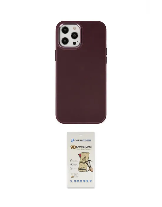 ieg™ iPhone 12 Pro Max Kılıf Çekirdek Çizgi - Siyah Mat Seramik Nano Ekran Koruyucu