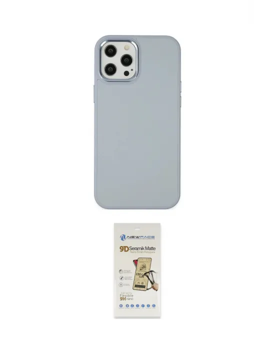 ieg™ iPhone 12 Pro Max Kılıf Çekirdek Çizgi - Siyah Mat Seramik Nano Ekran Koruyucu