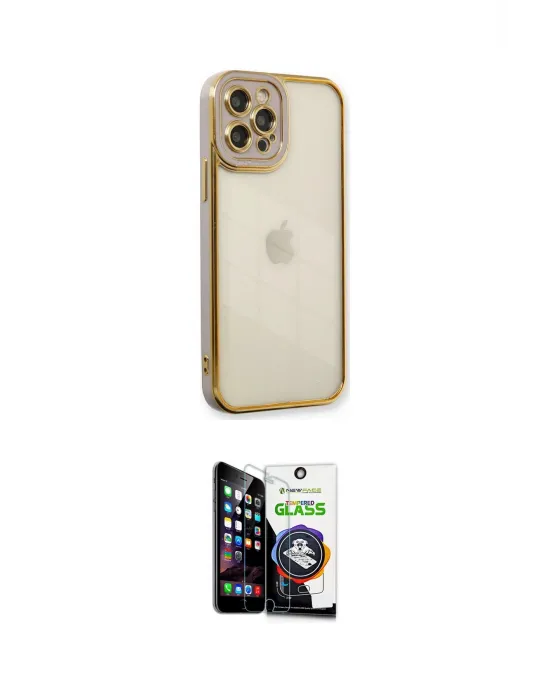 ieg™ iPhone 12 Pro Max Kılıf Çekirdek Klasik Serisi - Şeffaf Temperli Cam Ekran Koruyucu