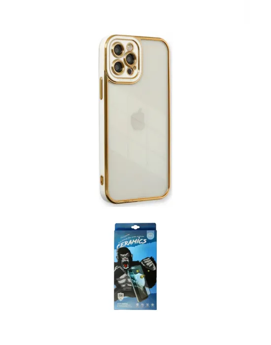 ieg™ iPhone 12 Pro Max Kılıf Çekirdek Klasik Serisi - Siyah 34D Izgaralı Cam