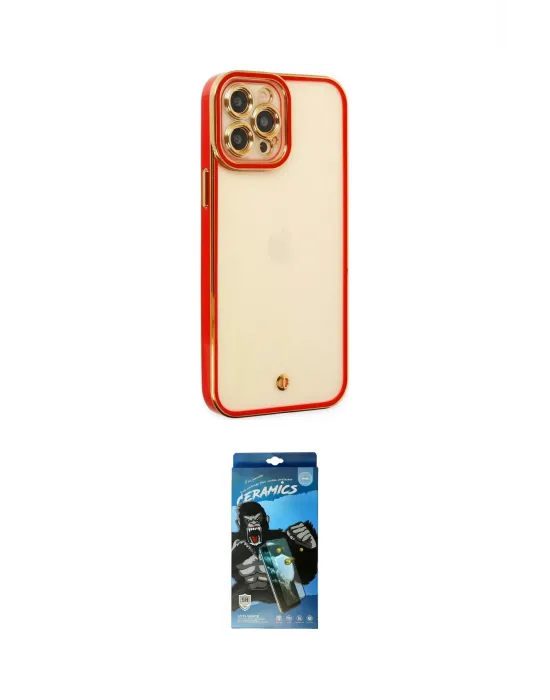 ieg™ iPhone 12 Pro Max Kılıf Çekirdek Klasik Serisi - Siyah 34D Izgaralı Cam