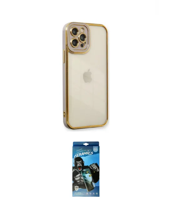 ieg™ iPhone 12 Pro Max Kılıf Çekirdek Klasik Serisi - Siyah 34D Izgaralı Cam