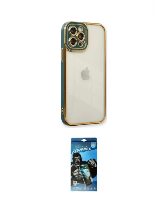 ieg™ iPhone 12 Pro Max Kılıf Çekirdek Klasik Serisi - Siyah 34D Izgaralı Cam