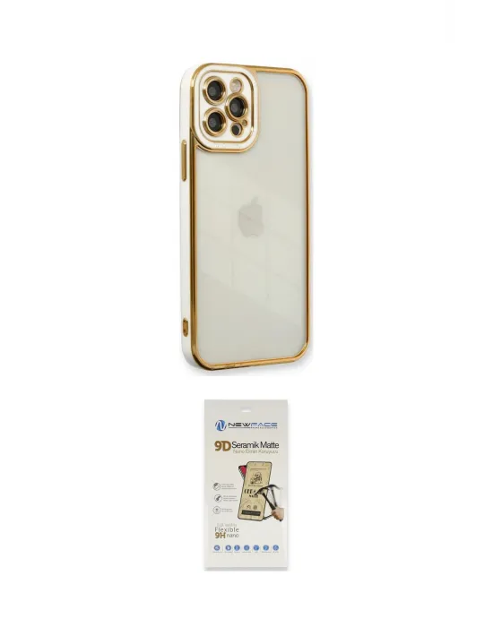 ieg™ iPhone 12 Pro Max Kılıf Çekirdek Klasik Serisi - Siyah Mat Seramik Nano Ekran Koruyucu