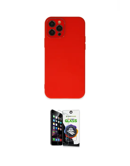 ieg™ iPhone 12 Pro Max Kılıf Çekirdek Modern Serisi - Şeffaf Temperli Cam Ekran Koruyucu