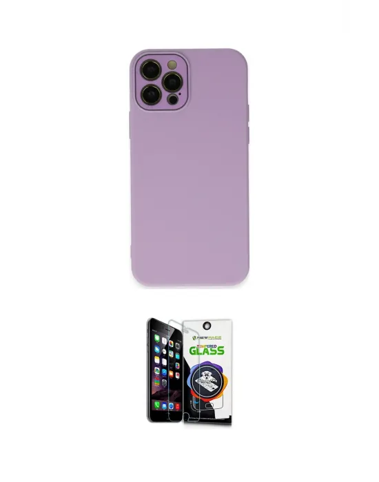 ieg™ iPhone 12 Pro Max Kılıf Çekirdek Modern Serisi - Şeffaf Temperli Cam Ekran Koruyucu