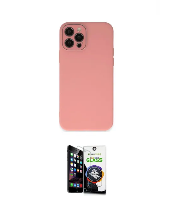 ieg™ iPhone 12 Pro Max Kılıf Çekirdek Modern Serisi - Şeffaf Temperli Cam Ekran Koruyucu
