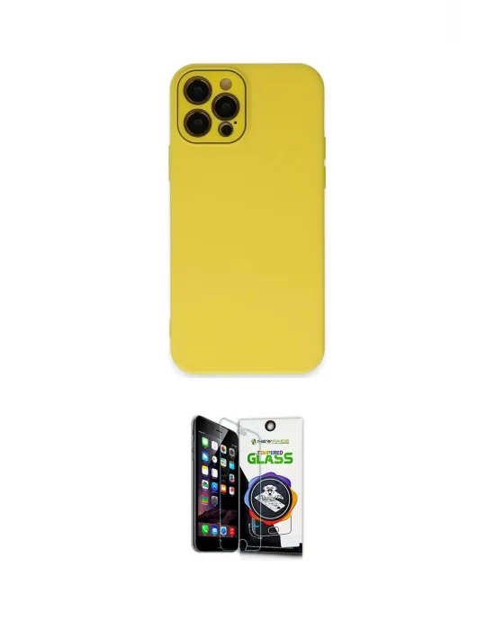 ieg™ iPhone 12 Pro Max Kılıf Çekirdek Modern Serisi - Şeffaf Temperli Cam Ekran Koruyucu