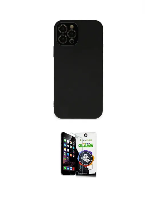 ieg™ iPhone 12 Pro Max Kılıf Çekirdek Modern Serisi - Şeffaf Temperli Cam Ekran Koruyucu