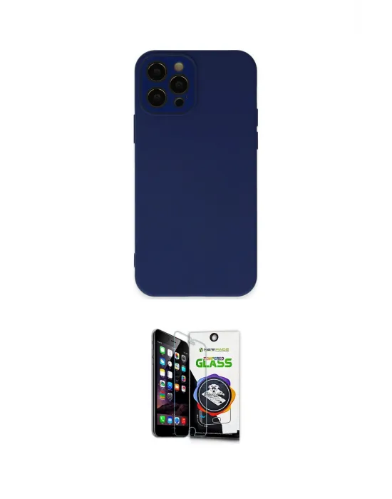ieg™ iPhone 12 Pro Max Kılıf Çekirdek Modern Serisi - Şeffaf Temperli Cam Ekran Koruyucu