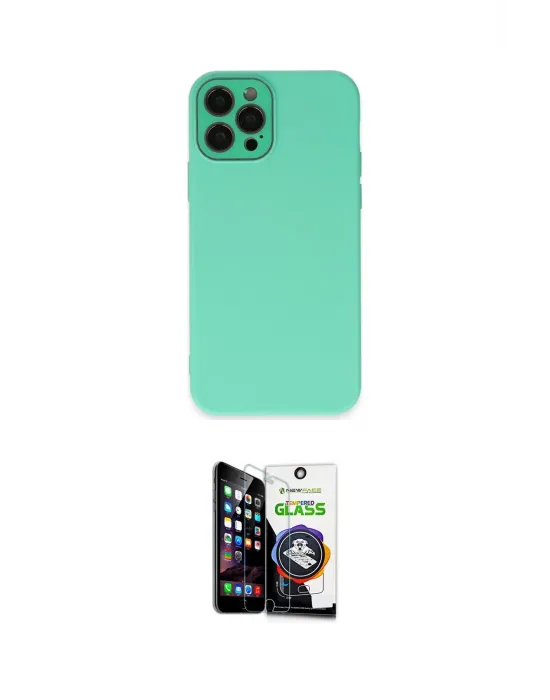 ieg™ iPhone 12 Pro Max Kılıf Çekirdek Modern Serisi - Şeffaf Temperli Cam Ekran Koruyucu