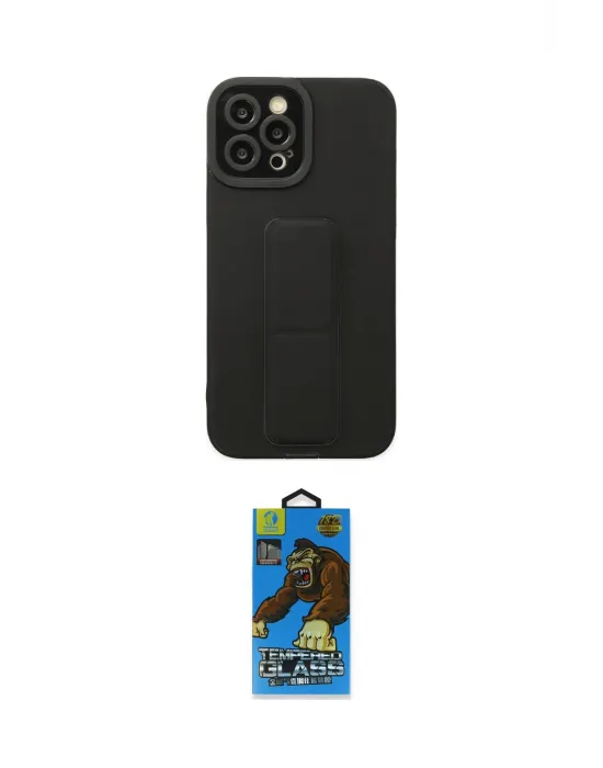 ieg™ iPhone 12 Pro Max Kılıf Çekirdek Yansıma - Siyah 18D Cam Ekran Koruyucu