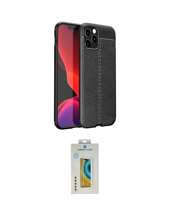 ieg™ iPhone 12 Pro Max Kılıf Doruk Klasik Özel Seri - Siyah Polymer Nano Ekran Koruyucu