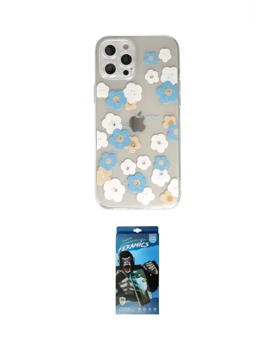 ieg™ iPhone 12 Pro Max Kılıf Eksen Asil Prime - Siyah 34D Izgaralı Cam