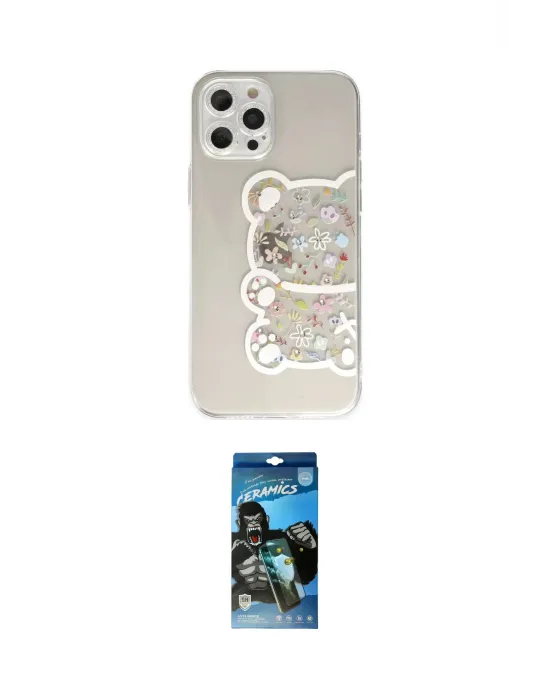 ieg™ iPhone 12 Pro Max Kılıf Eksen Asil Prime - Siyah 34D Izgaralı Cam