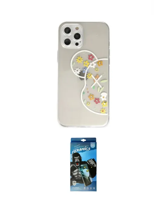 ieg™ iPhone 12 Pro Max Kılıf Eksen Asil Prime - Siyah 34D Izgaralı Cam