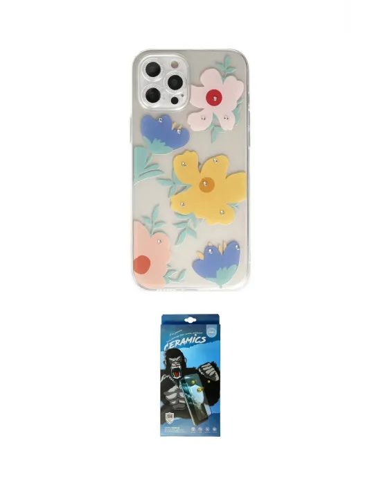 ieg™ iPhone 12 Pro Max Kılıf Eksen Asil Prime - Siyah 34D Izgaralı Cam