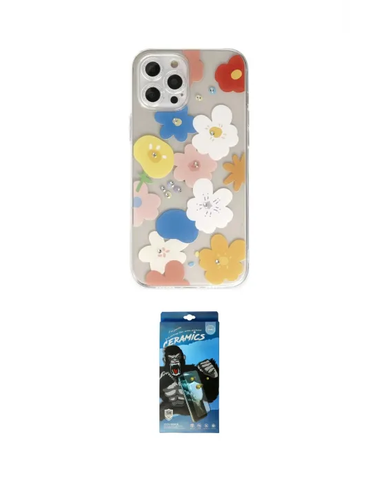 ieg™ iPhone 12 Pro Max Kılıf Eksen Asil Prime - Siyah 34D Izgaralı Cam