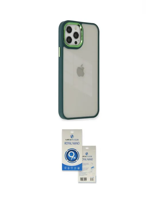 ieg™ iPhone 12 Pro Max Kılıf Eksen Doku Prime - Şeffaf Royal Nano Ekran Koruyucu