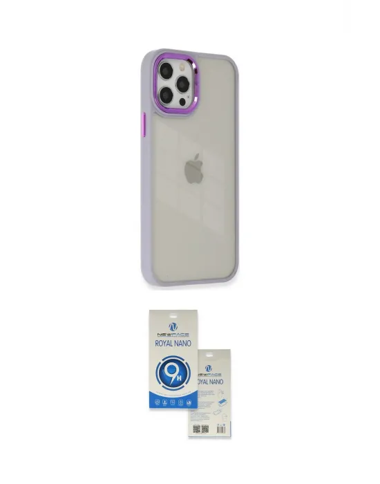 ieg™ iPhone 12 Pro Max Kılıf Eksen Doku Prime - Şeffaf Royal Nano Ekran Koruyucu