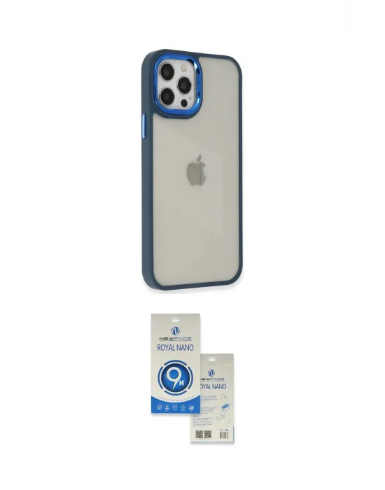 ieg™ iPhone 12 Pro Max Kılıf Eksen Doku Prime - Şeffaf Royal Nano Ekran Koruyucu