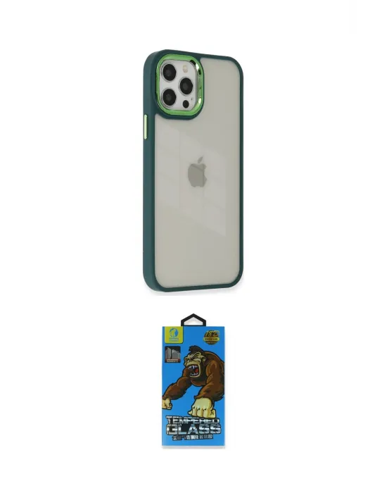 ieg™ iPhone 12 Pro Max Kılıf Eksen Doku Prime - Siyah 18D Cam Ekran Koruyucu