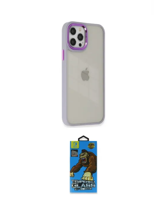 ieg™ iPhone 12 Pro Max Kılıf Eksen Doku Prime - Siyah 18D Cam Ekran Koruyucu