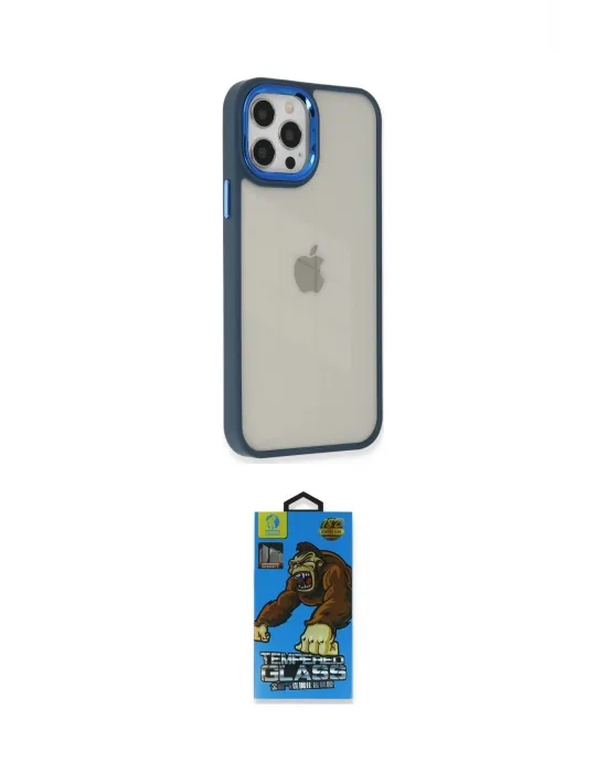 ieg™ iPhone 12 Pro Max Kılıf Eksen Doku Prime - Siyah 18D Cam Ekran Koruyucu