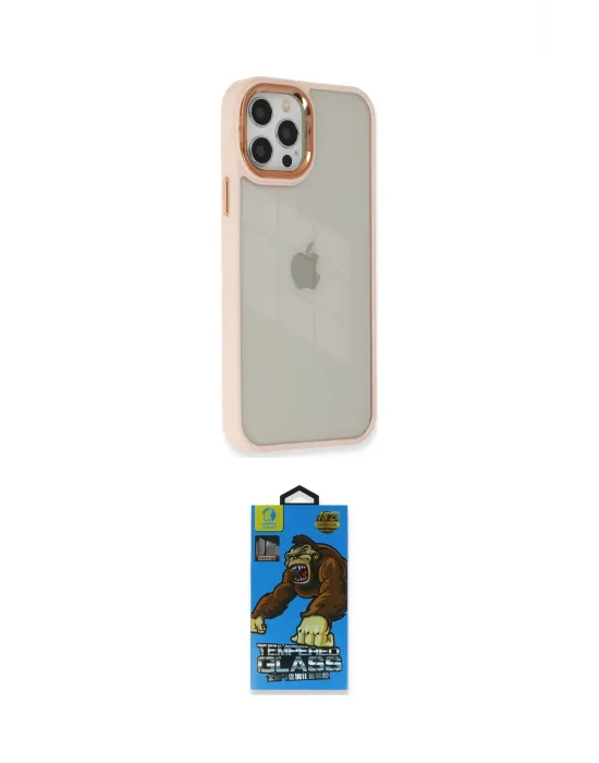 ieg™ iPhone 12 Pro Max Kılıf Eksen Doku Prime - Siyah 18D Cam Ekran Koruyucu