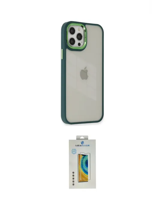 ieg™ iPhone 12 Pro Max Kılıf Eksen Doku Prime - Siyah Polymer Nano Ekran Koruyucu