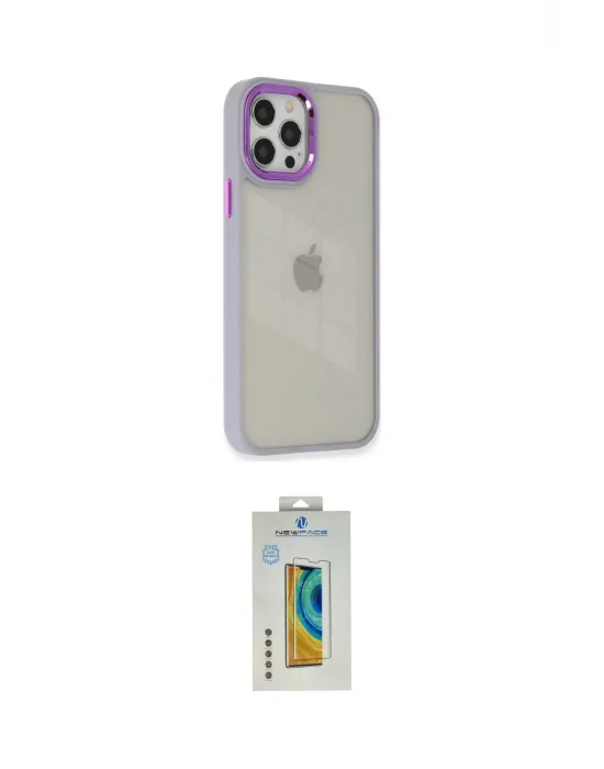 ieg™ iPhone 12 Pro Max Kılıf Eksen Doku Prime - Siyah Polymer Nano Ekran Koruyucu
