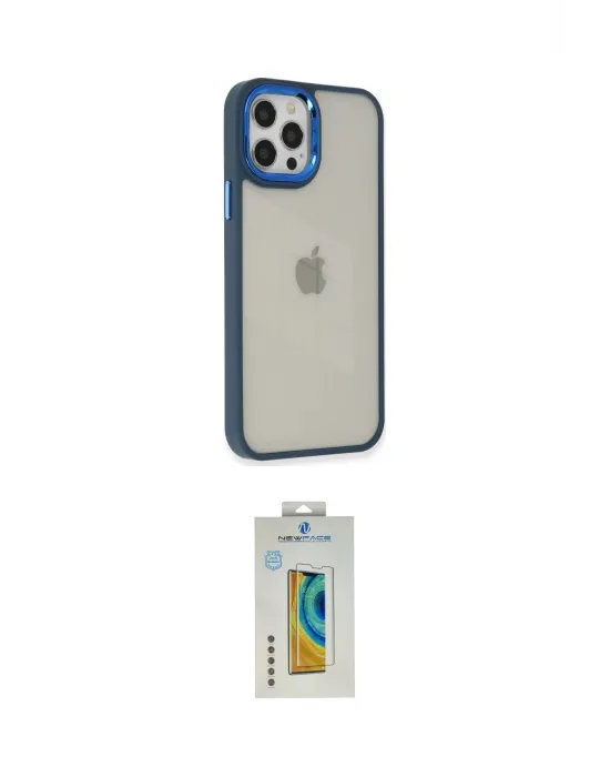 ieg™ iPhone 12 Pro Max Kılıf Eksen Doku Prime - Siyah Polymer Nano Ekran Koruyucu