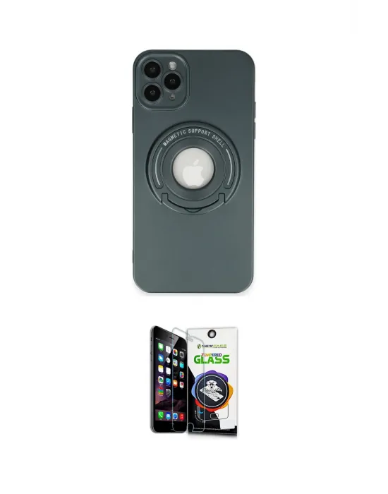 ieg™ iPhone 12 Pro Max Kılıf Eksen Klasik Prime - Şeffaf Temperli Cam Ekran Koruyucu