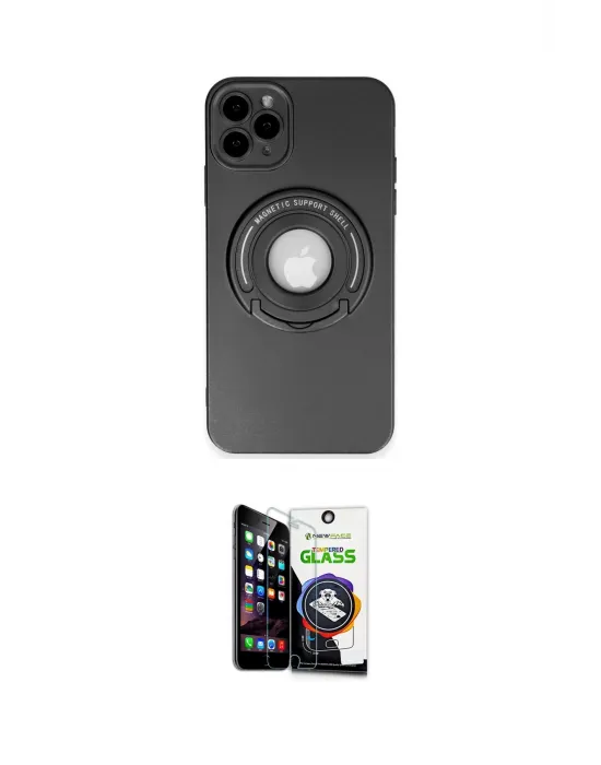ieg™ iPhone 12 Pro Max Kılıf Eksen Klasik Prime - Şeffaf Temperli Cam Ekran Koruyucu