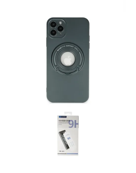 ieg™ iPhone 12 Pro Max Kılıf Eksen Klasik Prime - Şeffaf Uv Polymer Nano Ekran Koruyucu