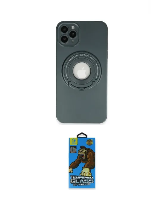 ieg™ iPhone 12 Pro Max Kılıf Eksen Klasik Prime - Siyah 18D Cam Ekran Koruyucu