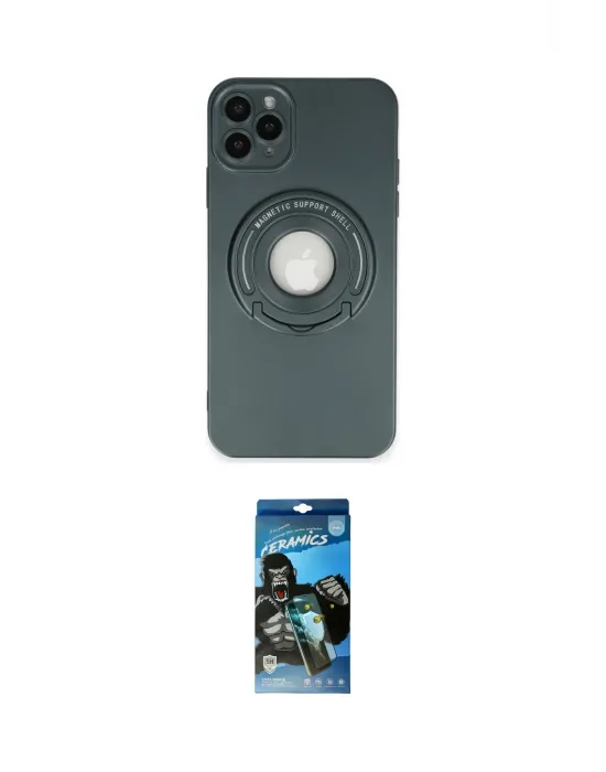 ieg™ iPhone 12 Pro Max Kılıf Eksen Klasik Prime - Siyah 34D Izgaralı Cam