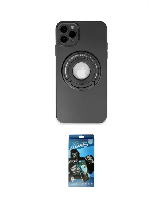 ieg™ iPhone 12 Pro Max Kılıf Eksen Klasik Prime - Siyah 34D Izgaralı Cam