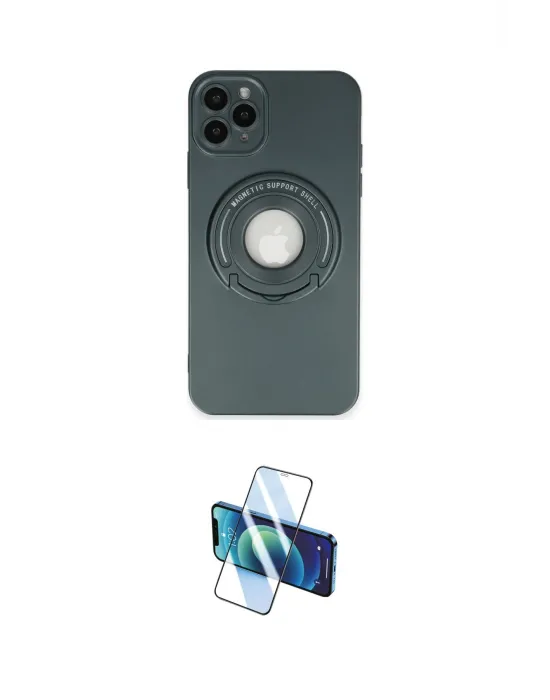 ieg™ iPhone 12 Pro Max Kılıf Eksen Klasik Prime - Siyah 3D Antistatik Cam Ekran Koruyucu