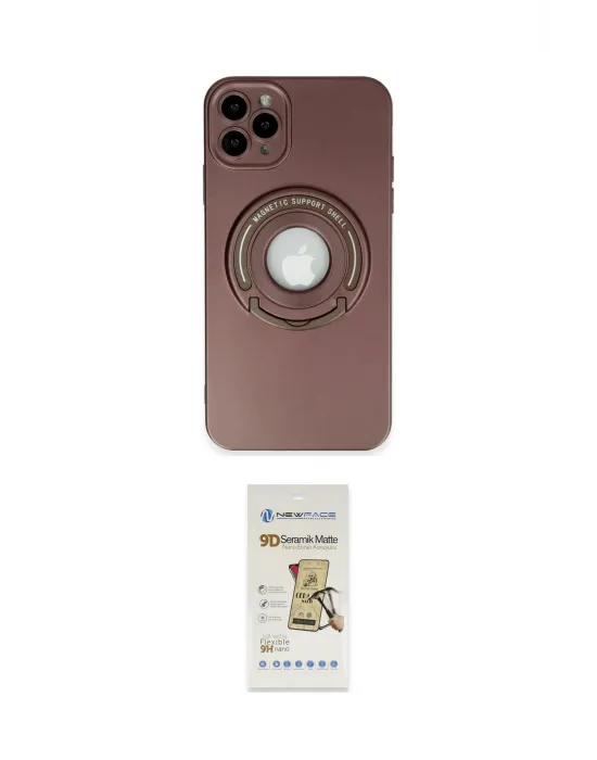 ieg™ iPhone 12 Pro Max Kılıf Eksen Klasik Prime - Siyah Mat Seramik Nano Ekran Koruyucu