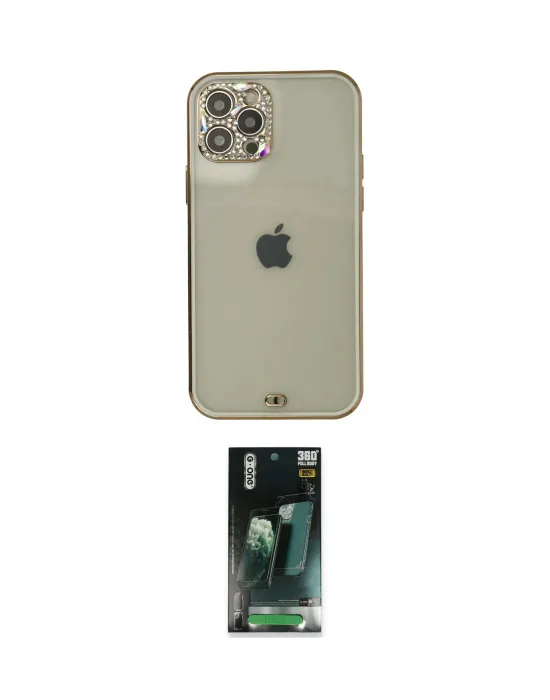 ieg™ iPhone 12 Pro Max Kılıf Eksen Minimal Koleksiyonu - Şeffaf 360 Full Body Arka Koruyucu