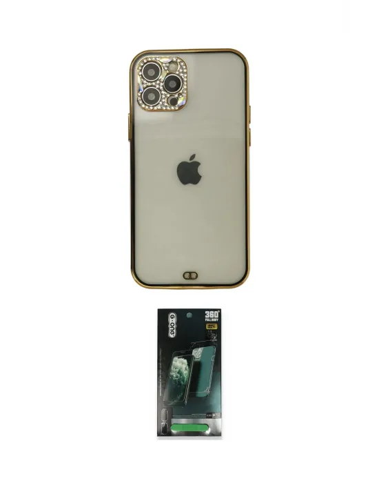 ieg™ iPhone 12 Pro Max Kılıf Eksen Minimal Koleksiyonu - Şeffaf 360 Full Body Arka Koruyucu