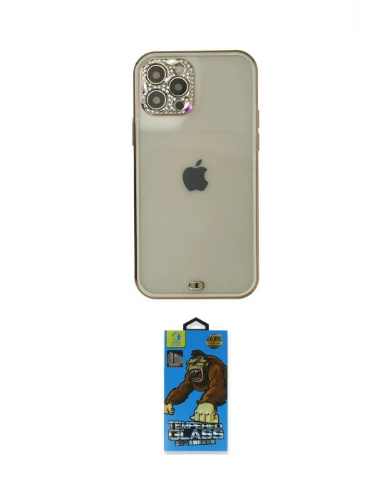 ieg™ iPhone 12 Pro Max Kılıf Eksen Minimal Koleksiyonu - Siyah 18D Cam Ekran Koruyucu