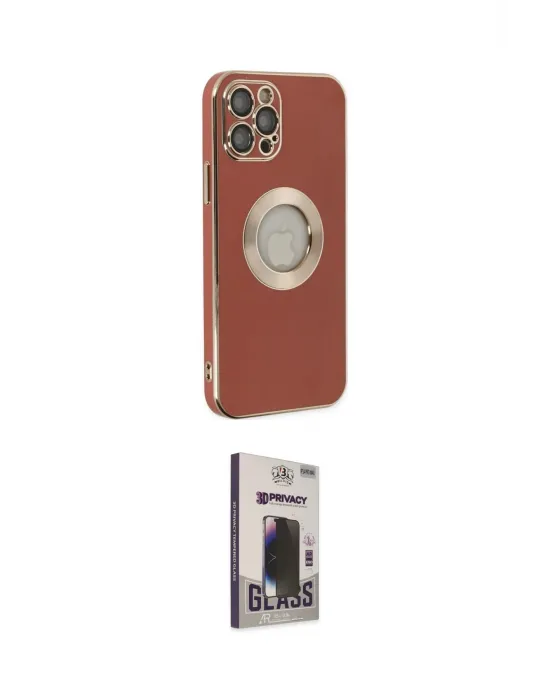 ieg™ iPhone 12 Pro Max Kılıf İz Form Serisi - Siyah Bilvis Hayalet Cam Ekran Koruyucu