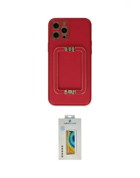 ieg™ iPhone 12 Pro Max Kılıf Kozmos Minimal Prime - Siyah Polymer Nano Ekran Koruyucu