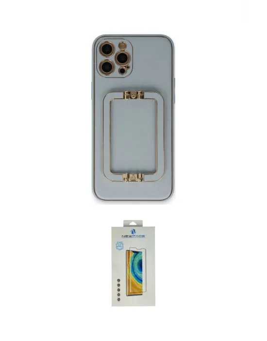 ieg™ iPhone 12 Pro Max Kılıf Kozmos Minimal Prime - Siyah Polymer Nano Ekran Koruyucu
