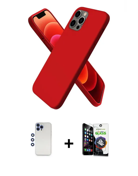 ieg™ iPhone 12 Pro Max Kılıf Kozmos Yansıma Özel Seri - Şeffaf Temperli Cam Ekran Koruyucu + Shine Kamera Lens - LT