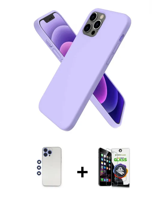 ieg™ iPhone 12 Pro Max Kılıf Kozmos Yansıma Özel Seri - Şeffaf Temperli Cam Ekran Koruyucu + Shine Kamera Lens - LT