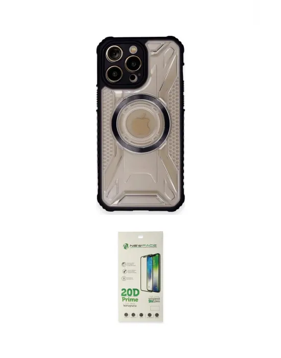 ieg™ iPhone 12 Pro Max Kılıf Kutup Modern - Siyah 20D Premium Cam Ekran Koruyucu